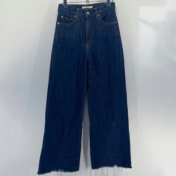 Levi’s Ribcage Wide Leg High Rise Jeans Dark Wash Size 26 - Picture 3 of 7